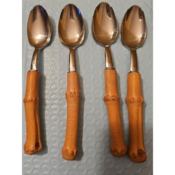 unbranded Japan Dining Set Of 4 Grapefruit Spoons 6 Bamboo Wood